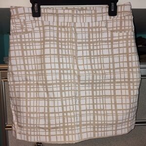 Hilary Radley Tan and White Checkered Mini Skort